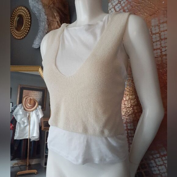 NWT Zara Cotton Blend Vest/Tank Top Hybrid - Picture 1 of 10